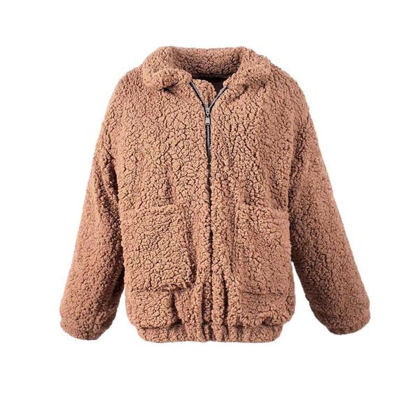 women's fur & faux lamb wool jacket winter warm black plus size ladies autumn coat women